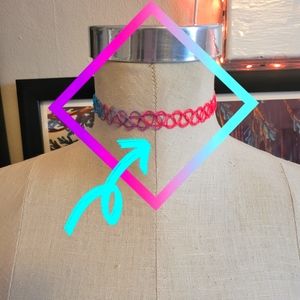 Rainbow Ombre Tattoo Choker Necklace